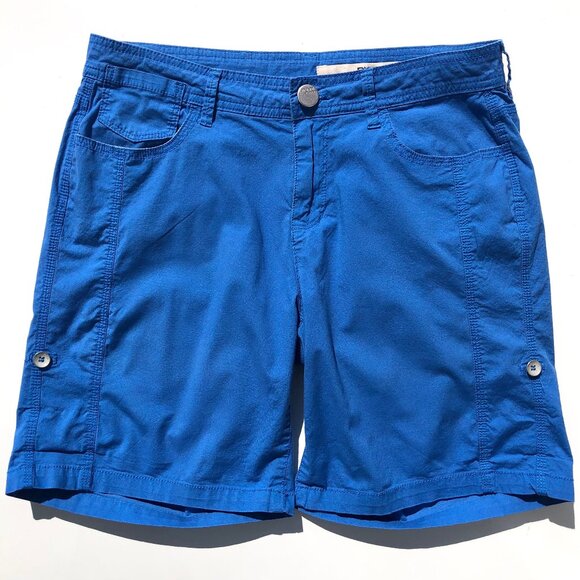 DKNY Jeans Shorts Size 4 Cobalt Blue Roll Tab Chino Cotton Blend Five Pocket - Picture 1 of 14